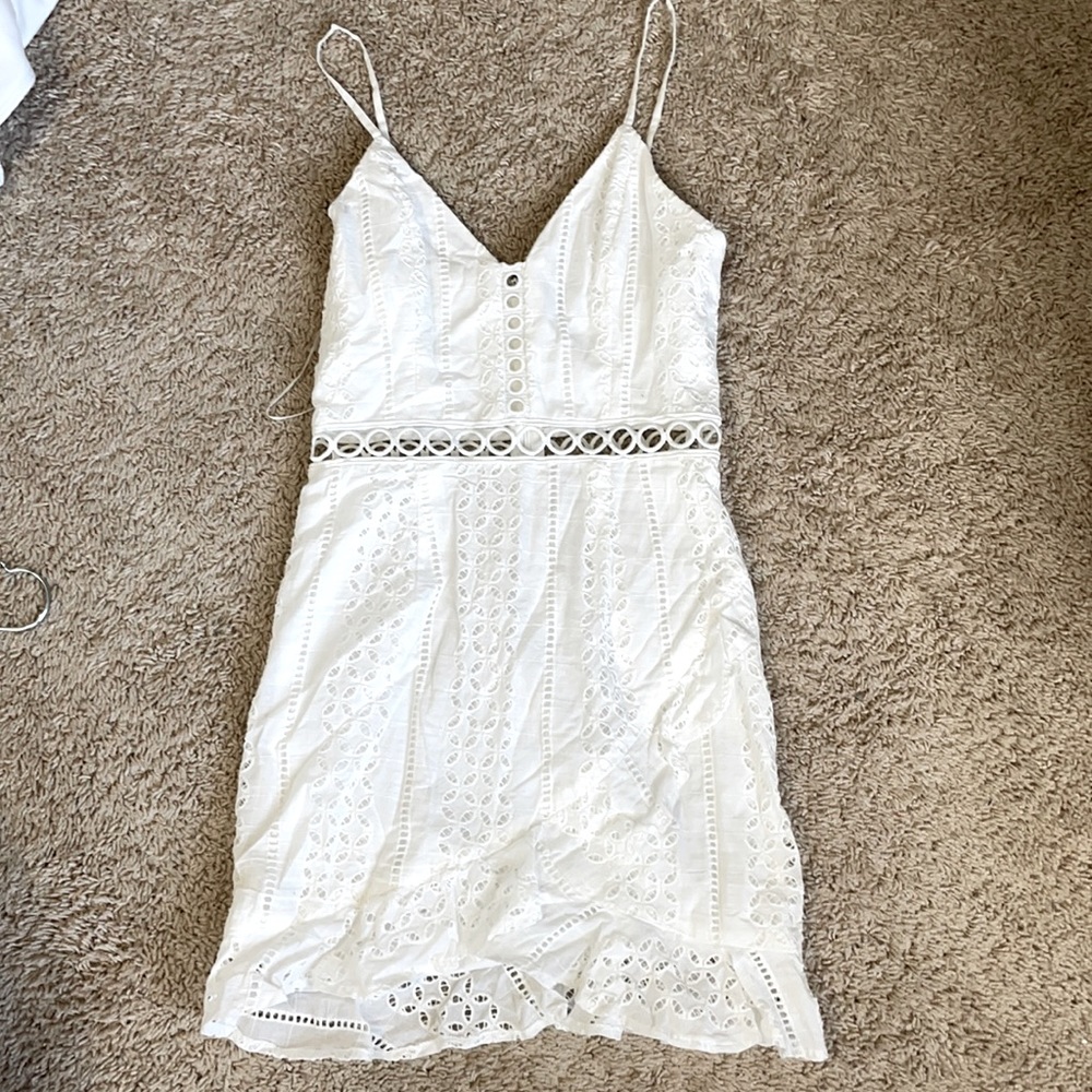 Pink lily - White Eyelet dress